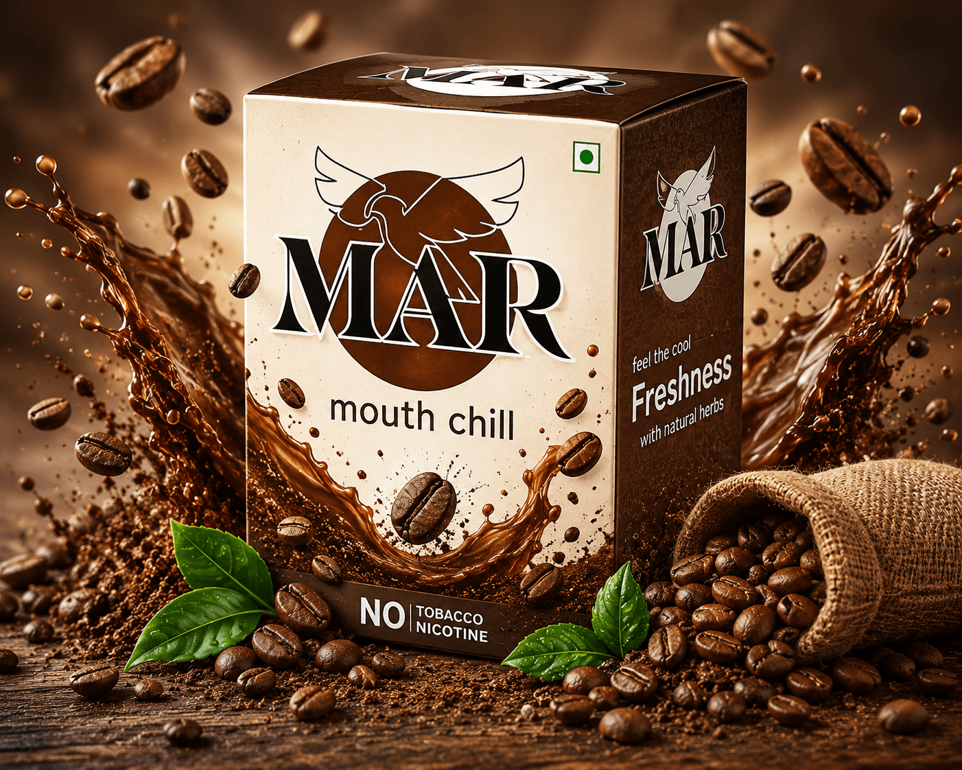 MAR Mouth Chill Coffee box with coffee beans